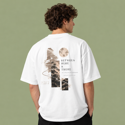 Between Here and There, Otterly Delulu x Two Curly Heads Wandering, Oversized T-Shirt
