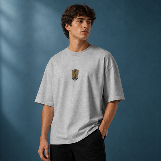 Grey Heritage Crest Embroidered Oversized T-Shirt